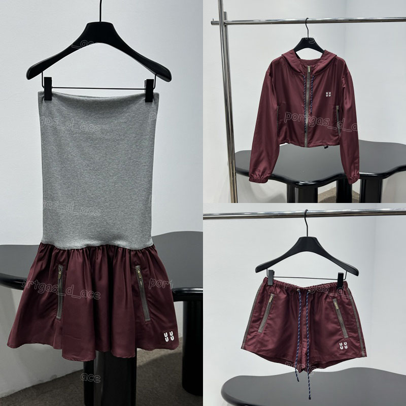 Veste à capuche avec lettres pour femmes, tenue d'été Sexy sans bretelles, coupe cintrée, taille élastique, jupe courte sportive décontractée
