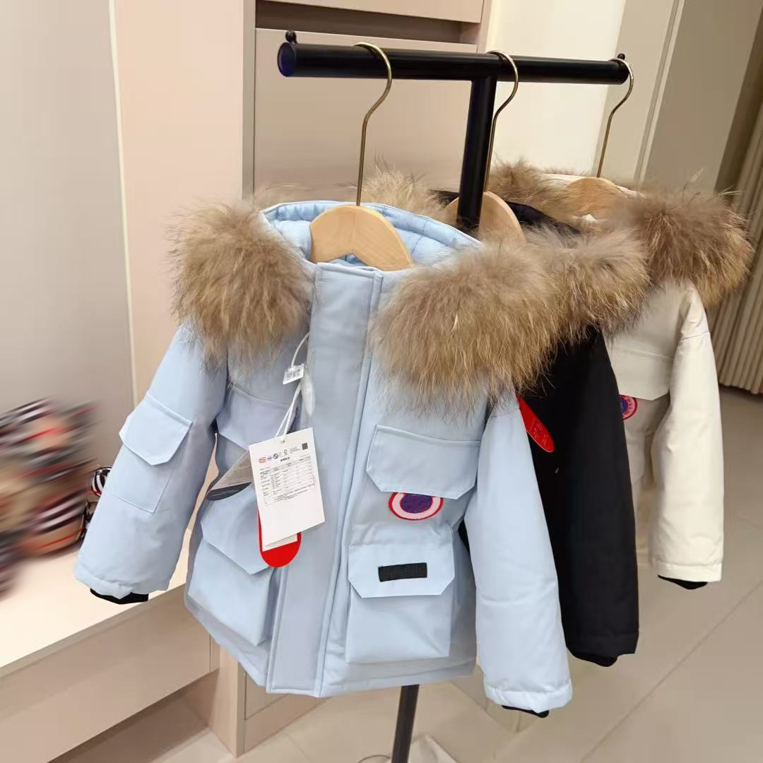 2026 high quality kids designer clothes baby down jacket fasion 90% duck down filling top brand comfortable warm Black off-white sky blue girl boy s