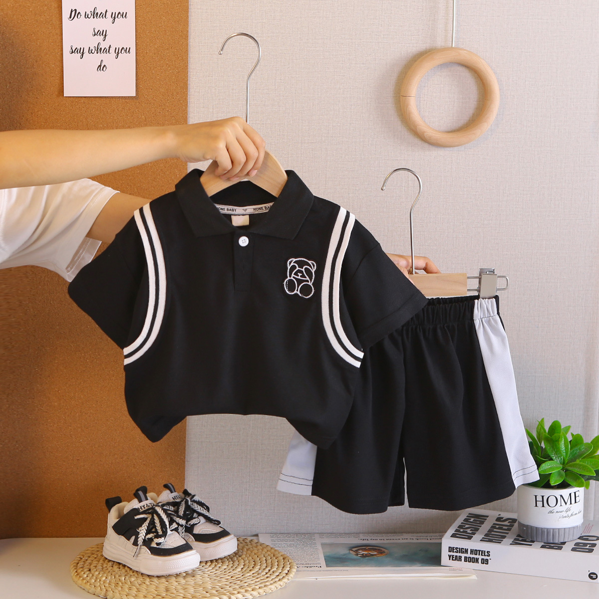 Kids Clothing Boys Summer Suit Toddler Outfits 2026 New Baby Boy Clothes 15T Casual Cartoon Oneck Pullover Short Sleeve Tshirts Tops and Shorts 2-image-1096297159
