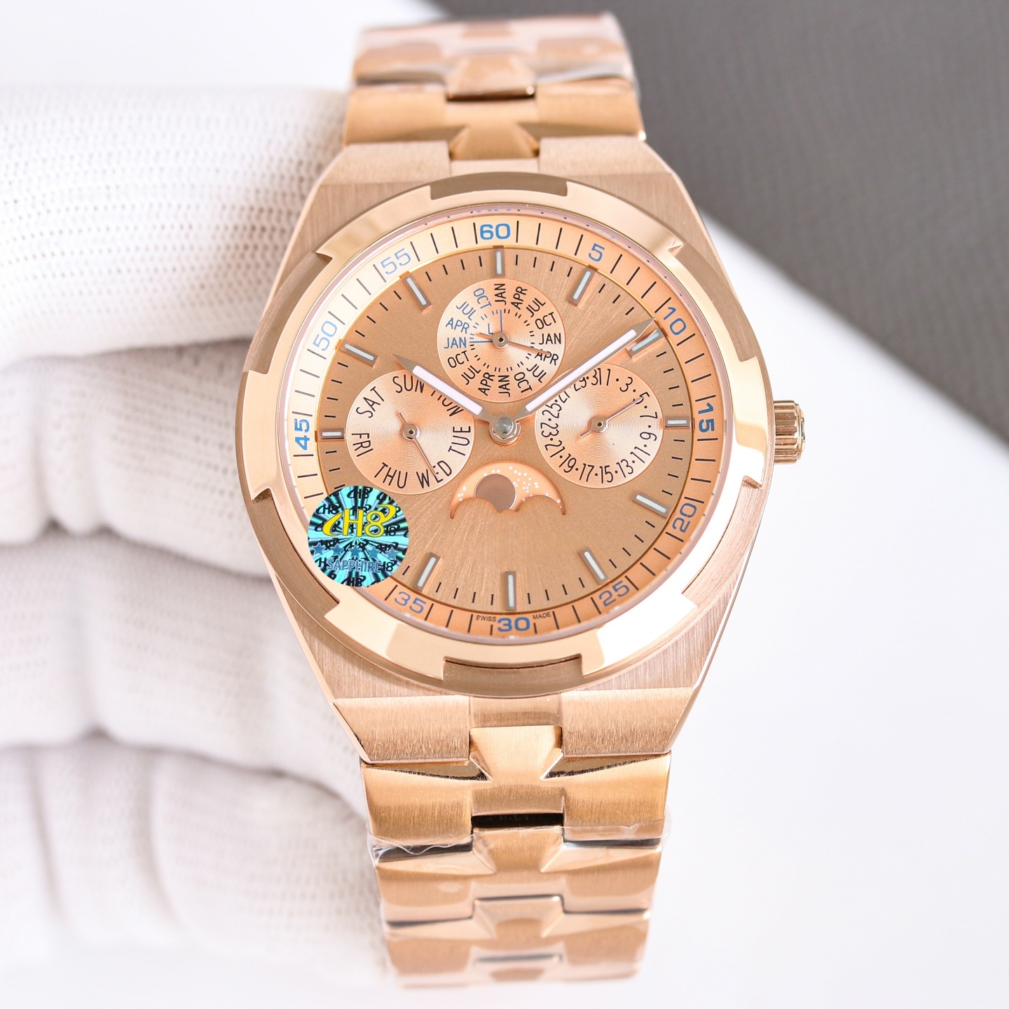 Overseas Ultra-Mince Calendrier Perpétuel Or Rose 4300V/220R-H144 Montre de Luxe pour Homme Phase de Lune 41,5 mm Cal.1120 QP/1 Automatique Étanc