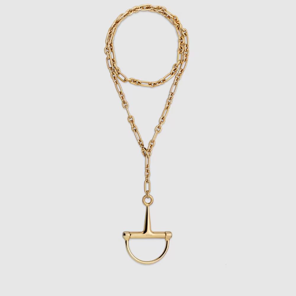 Designer Half Horsebit necklace chain pendant yellow gold jewelry womens jewels accessories fashion classic gift with box high quality 850374 I4600
