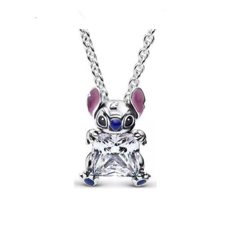 Fashion Women Men Silver Gold Stainless Steel White Zircon Water Drop Cartoon Pink Red Heart Stone Letter Pendant Necklace Jewelry-image-1094683879