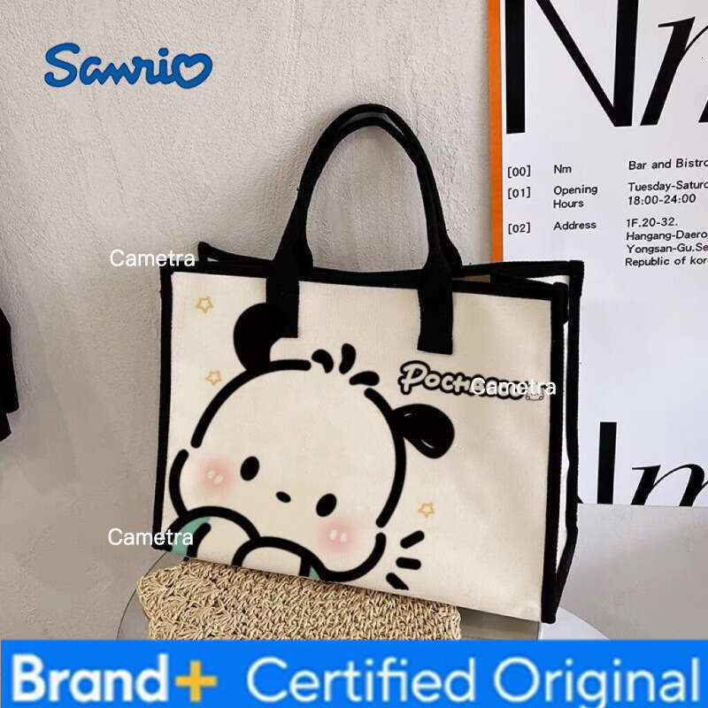 Sanrio Canvas Women, INS Style, Versatile Shoulder Bag, Large Capacity, Suitable for Books, Students, Class, Commuting, Handheld Tote Bag H260209