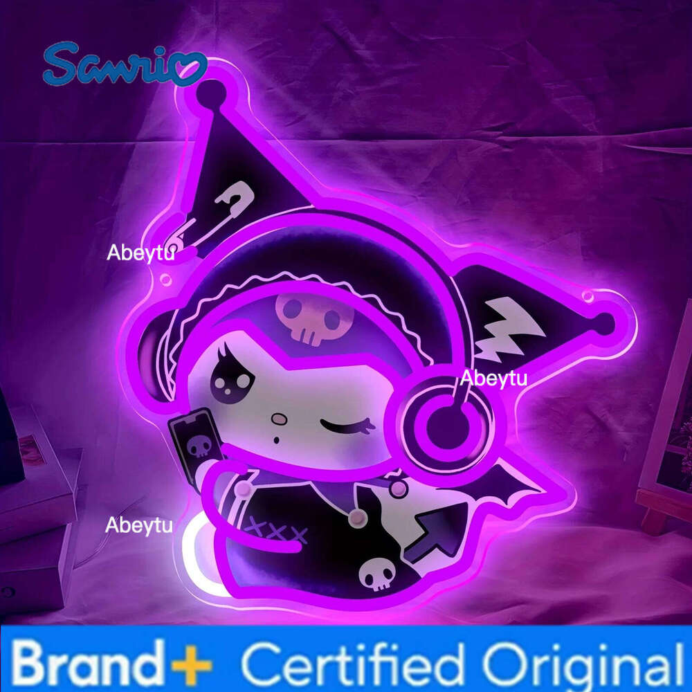 Sanrio Kuromi Neon Sign Gothic Cute LED Night Light USB Dimmable for Girls Bedroom Game Room Theme Hotel Decor Birthday Gift H260209-image-1095261447