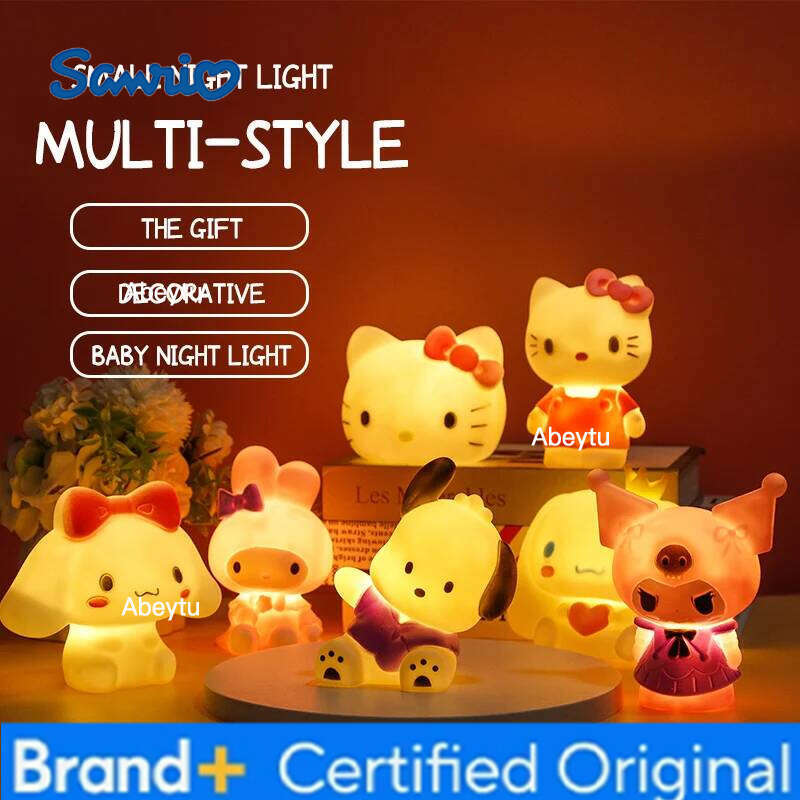 Sanrio Anime Night Light Figure Hello Kitty Kuromi Kawaii Cake Decorative Cinnamoroll Melody Children Birthday H2602091-image-1095305276
