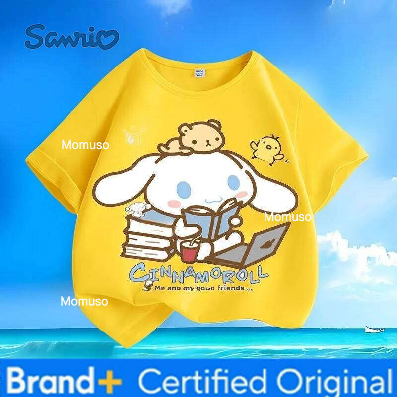 Sanrio Cinnamoroll Print Kids T-shirt Limited Time Hot Sale Summer New Arrival Crew Neck Versatile Skin-friendly Breathable Tops H2602091-image-1095307458