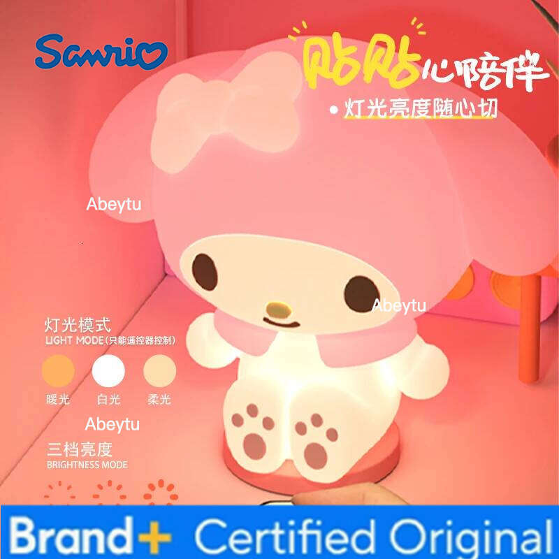 Sanrio New My Silicone Anime Figures Melody Clap Light Bedroom Sleep Atmosphere Night Lamp Ornaments Toy Gift H260209-image-1095261379