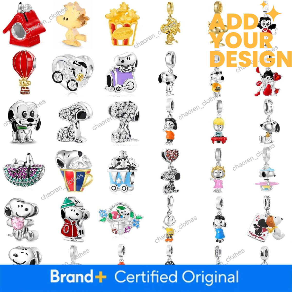 Miniso Disney 925 Sterling Silver Snoopy Popcorn Watermelon Flower Basket Charm Pendant Fit Original Bracelet Women DIY Jewelry