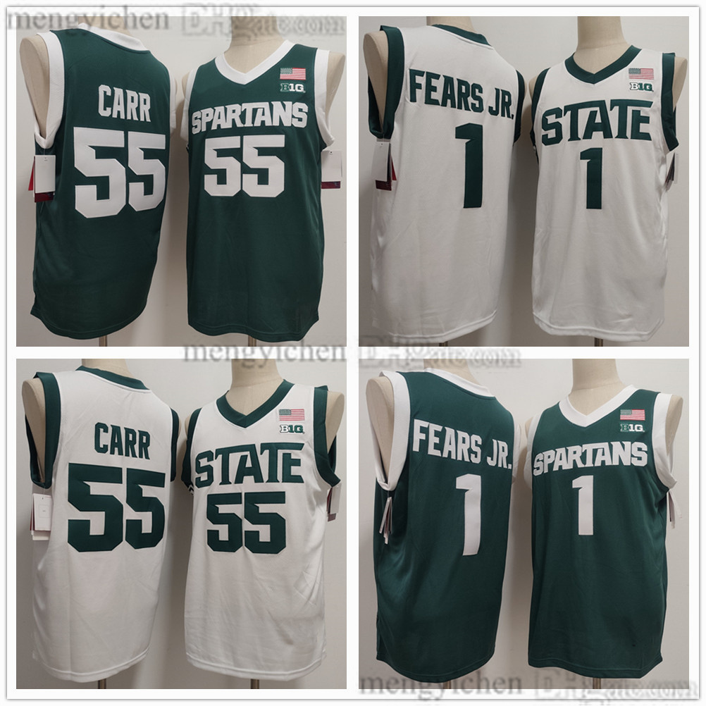 1 Jeremy Fears Jr. 55 Coen Carr Maillots de basket-ball pour hommes 2026 Michigan State College Spartan Tous cousus