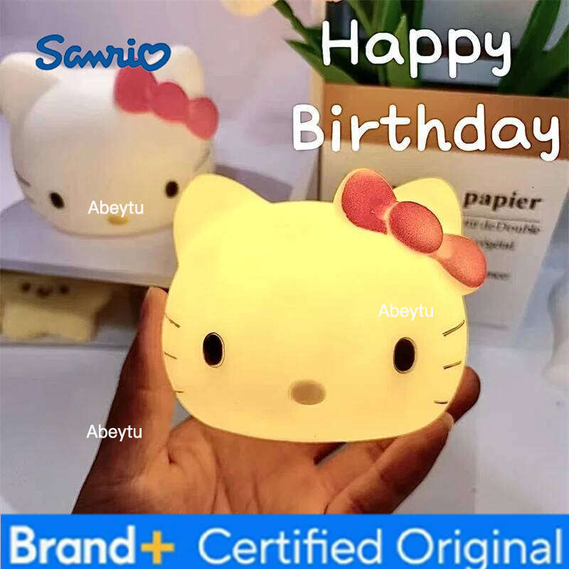 Sanrio Kawaii Hello Kitty Bedside Night Light Figures Toy Childrens Home Decoration For Children Christmas Birthday Gift H260209-image-1095261382