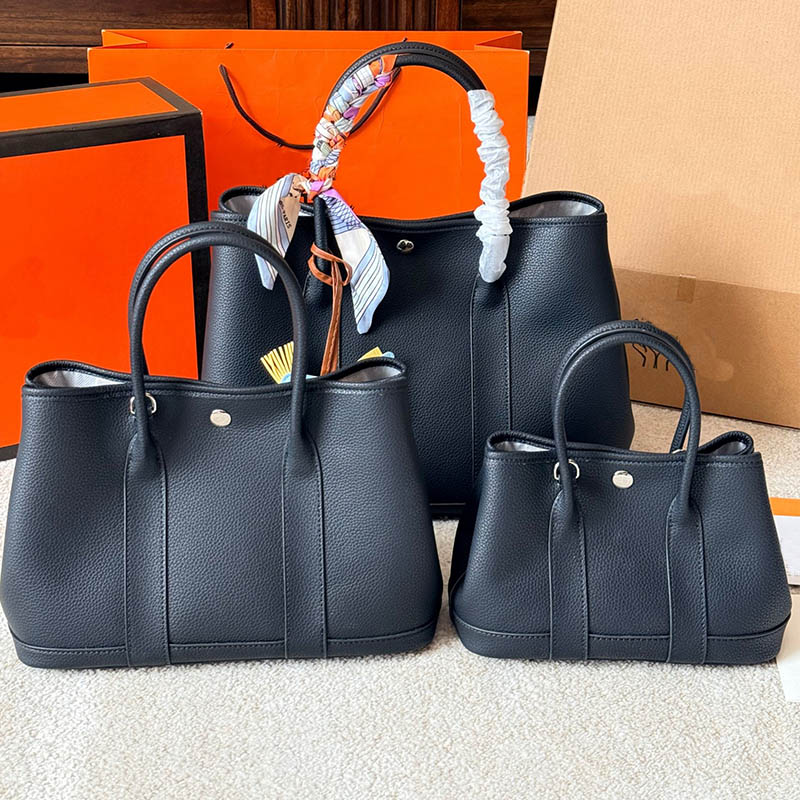 Designer Bag Women Genuine Leather Garden Party Tote Bag Laptop Computer Bag Handbag Black White Tote Bag Size 38cm 30cm 28cm