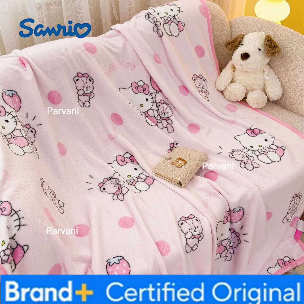 Sanrio hello kitty cartoon milk fleece skin-friendly kuromi my melody kids lunch break four seasons home sofa shawl blanket H260209-image-1095232155