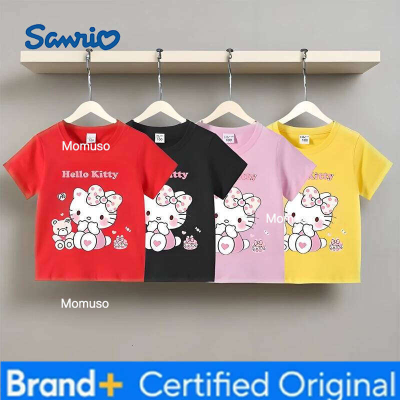 Sanrio Kids Kello Kitty Tshirt Summer Children's Cartoon Casual Short-sleeved T-shirt Set Baby Boy Girls Clothing H260209-image-1095208828