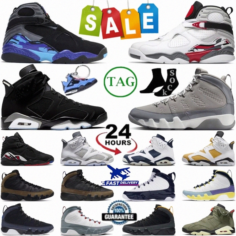Chaussures de basket-ball baskets 6S 8S 9S Hommes Hommes Infrarouge Vendeur Aqua Blanc True Rouge Flint Gris Français Bleu Chrome True Playoffs P