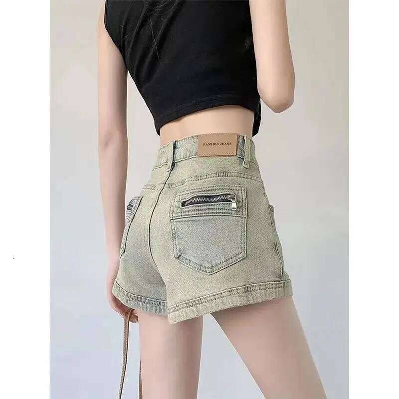 Summer Denim for Women High Waisted Stretch Jeans Shorts Sexy A-line Fashion Hip Hop Wide Leg Pants Vintage Colors S-2XL H260209-image-1094708265