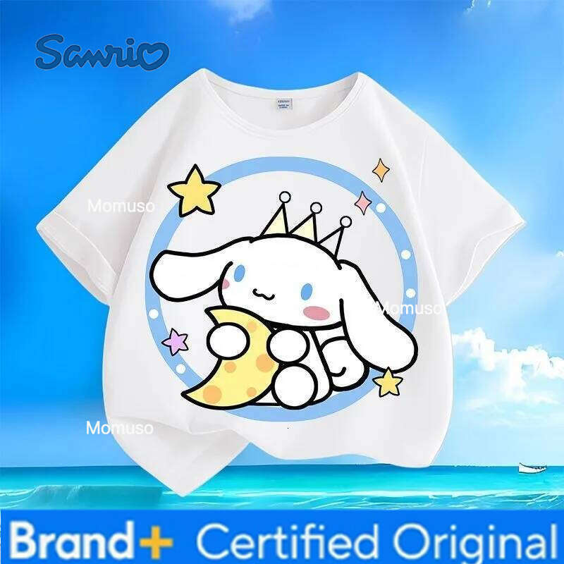 Sanrio Limited Time Special Offer Summer Kuromi Cinnamoroll Kids T-shirt Comfort Loose Breathable Machine Washable Low Maintenance Tops H260209