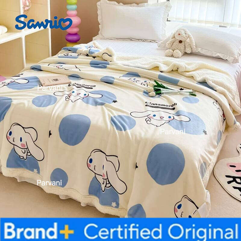Sanrio Quilt Cover Kuromi Cinnamoroll Milk Plush Velvet Office Nap Warm Blanket Gift For Baby H2602091-image-1095307681