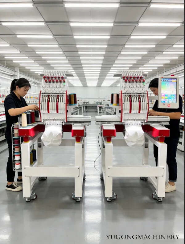 Automatic 2 Heads Embroidery Machine for Textile Factories 12 Needles High Resolution Touch Screen for Easy Production Management-image-1094658279