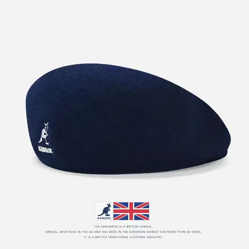 Béret kangourous automne hiver, chapeau en laine rétro britannique pour femmes, Bonnet bleu d'hiver Uniesex
