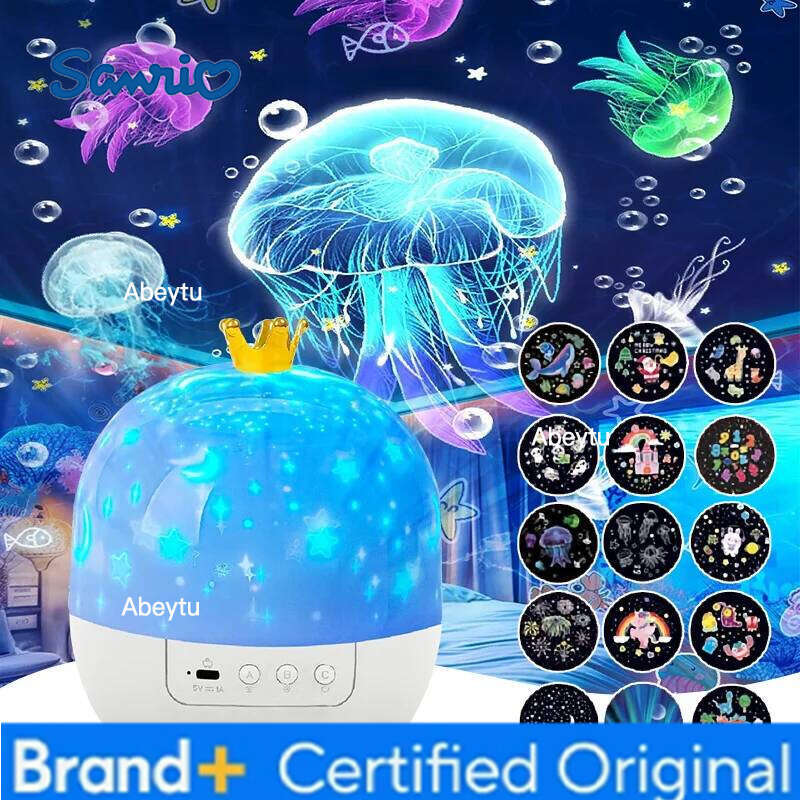 Sanrio Crown Fantasy Star Sky Projection Night Light 15in1 Bedroom Ceiling Rotating Atmosphere Lamp Home Decoration Kids Birthday Gift H260209-image-1095260880