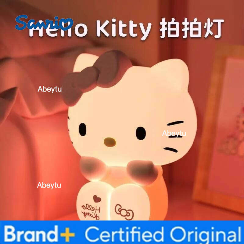 Sanrio Kawaii Hello Kitty Patting Night Bedhead Cartoon Cute Creative Atmosphere Light Girl Gift H260209-image-1095260003