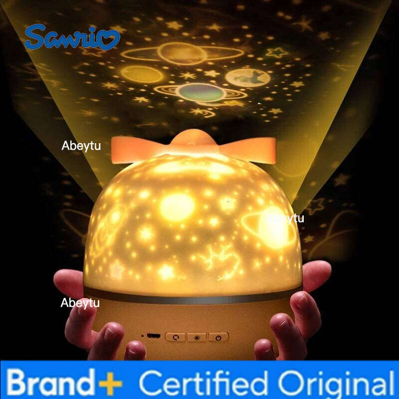 Sanrio Music Night With BT Speaker ReChargeable Universe Starry Sky Rotate LED Lamp Star Projector Light Kids Baby Gift H260209-image-1095260996