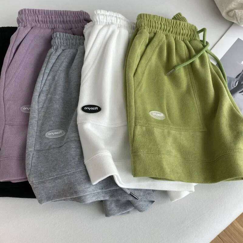 2025 Women's Comfortable Loose Wide-legged Drawstring A Pants Waist Slim Fit Casual Home Versatile Sports Shorts H260209-image-1094708072