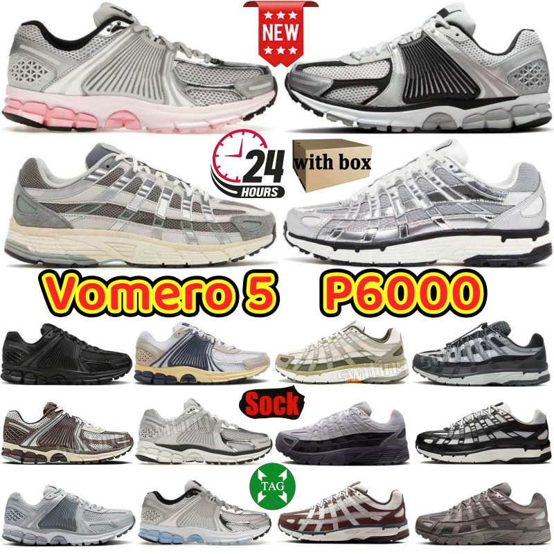 with box vomero 5 designer casual shoes P6000 P 6000 V5 Shadow grey metallic gold mens womens photon dust pink velvet brown yellow ochre chaussures