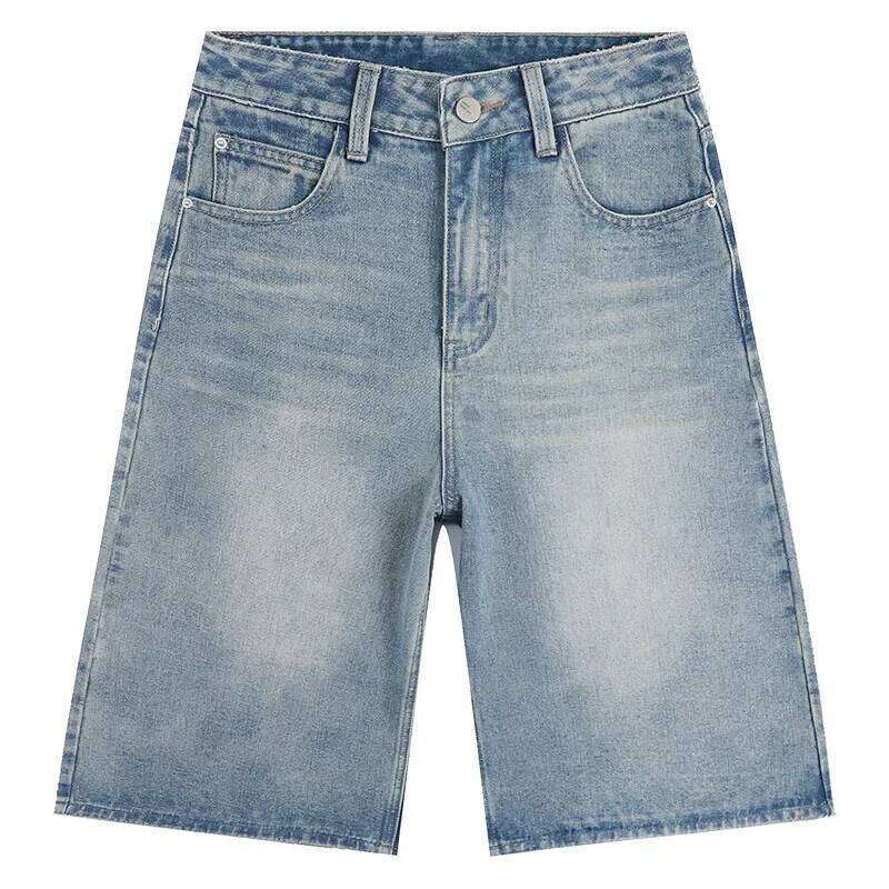 New Summer Fashion Thin Wide-leg Denim Shorts. Women's Fashionable Versatile, Comfortable Casual and Loose Seven-inch Jeans H260209-image-1094700191