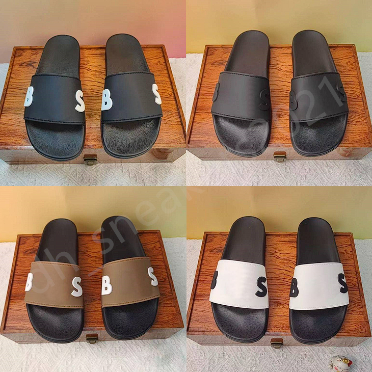 Pantoufles de créateurs Hommes Diapositives Lettre Sandales En Cuir Noir Blanc Mode Luxe Été Plage Chaussures Taille 38-46