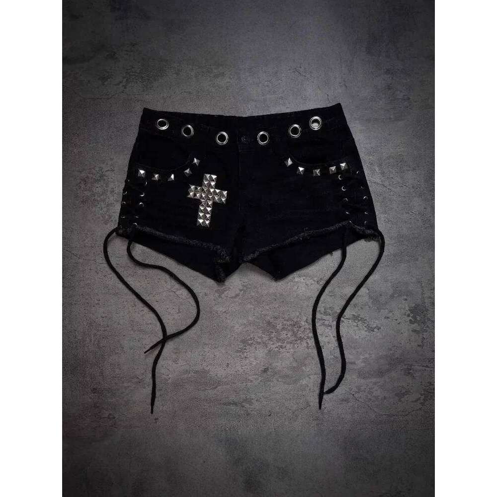 Y2K Summer High Street Gothic Punk Sexy Fashion Cross Hot Design Sense Ins Trend Brand Niche Millennium Shorts H260209-image-1094707673