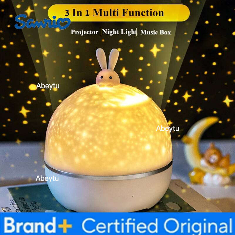 Sanrio Bunny Light Projection Rotating Star Bedroom Ceiling Atmosphere Night Lamp Stars Childrens Birthday Gift with Films Sheet H260209-image-1095261508
