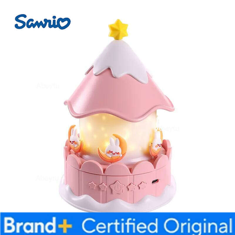 Sanrio Creative Star Ambient Gift Music Box Children's Night Light Girls Carousel Projection H260209-image-1095261122