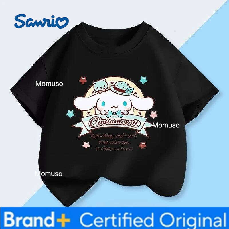 Sanrio Summer Hot Sale Cinnamoroll Kids T-shirt Comfort Loose Breathable Machine Washable Low Maintenance Tops H260209-image-1095208793