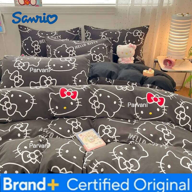 Sanrio Hello Kitty Quilt Kuromi Suit Soft Comfortable Household Goods Cute Student Bed Sheet Duvet Cover Dormitory Bedding H260209-image-1095231989