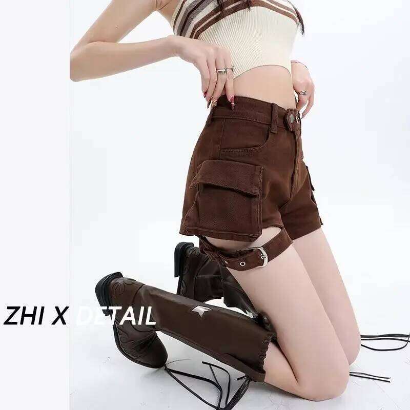 Shorts Women Skinny Creativity Lace-up Popular Streetwear Daily Personality Students Holiday Fashion y2k Sexy American Retro H260209-image-1094706196