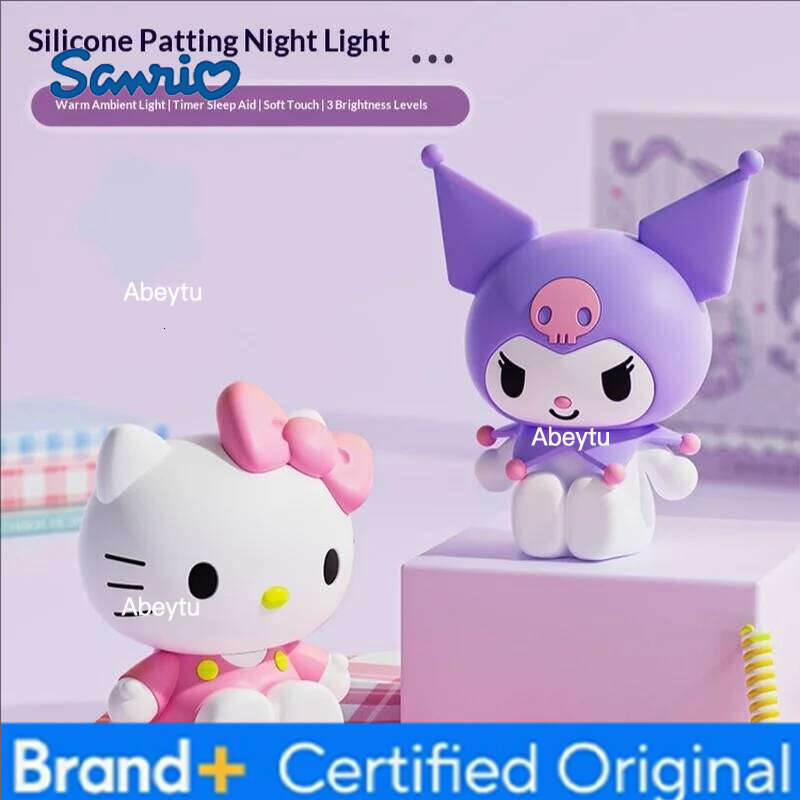 Sanrio 2026 New Patting Light Toys Figurines Kuromi Hellokitty Anime Peripheral Girls Desktop Atmosphere Lamp Birthday Gift H260209-image-1095261817
