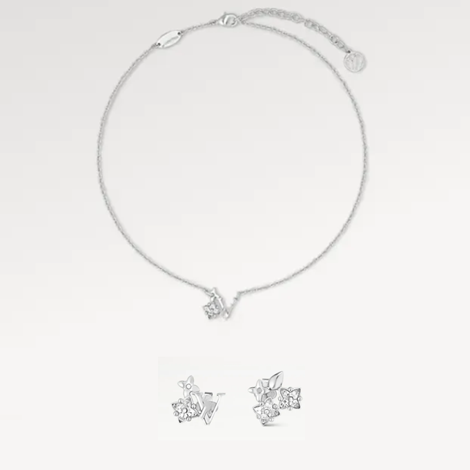 With BOX Luxury Necklace Designer Jewelry Set Pendant Necklaces Stud Earrings Stainless Steel Chain Silver Plated Necklace Jewelry Sets Men Womens C