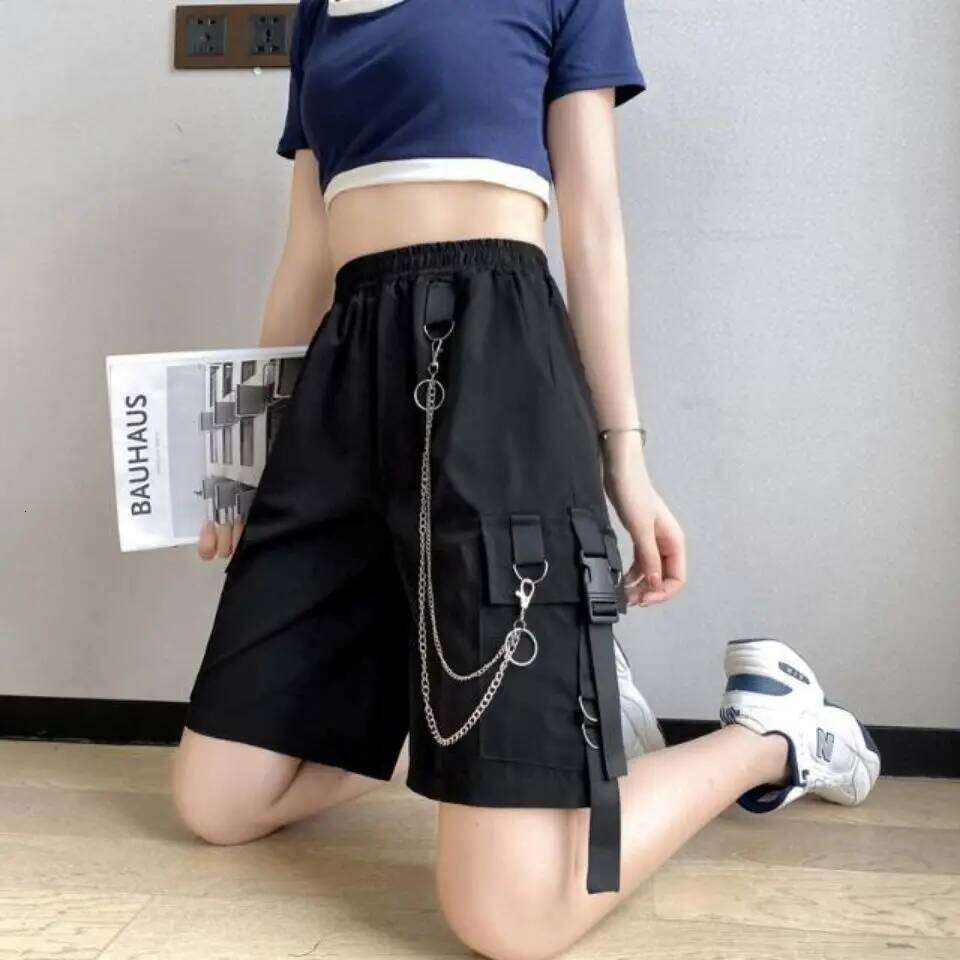 Summer Fashion Korea Style Solid Color Wide Leg Short s Women Casual Loose Harajuku Shorts H260209-image-1094706136
