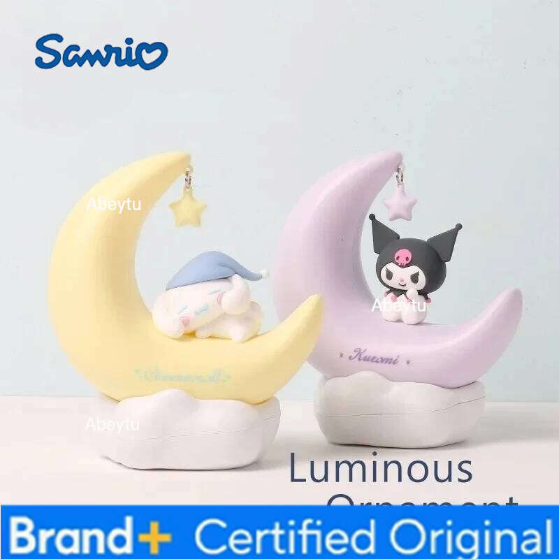 Sanrio Cartoon Night Light Cinnamoroll Kuromi My Melody Kawaii Anime Figures Moon Planet Shape Luminous Ornament Children Birthday Gift H260209-image-1095261191