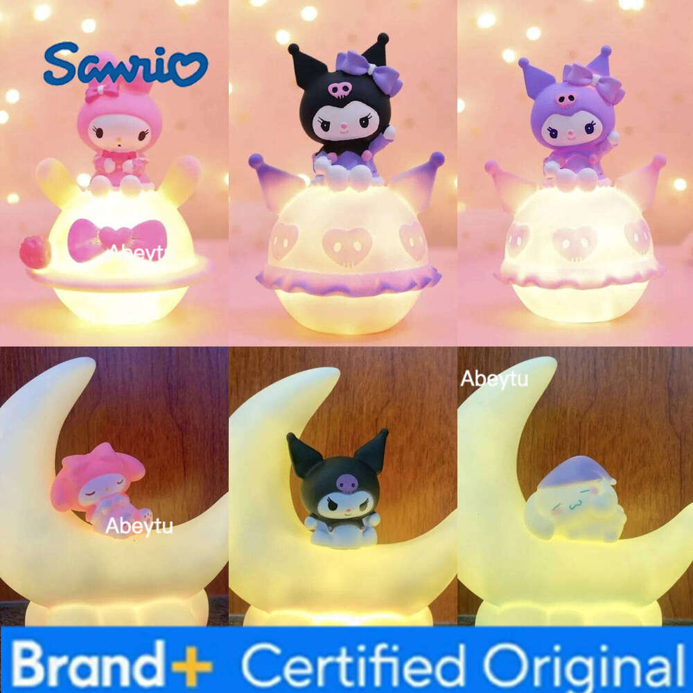 Sanrio Kawaii Cute Cinnamoroll Kuromi Melody Moon Planet lamp Room Model Car Decoration Toy Doll Birthday Gift H260209-image-1095261860