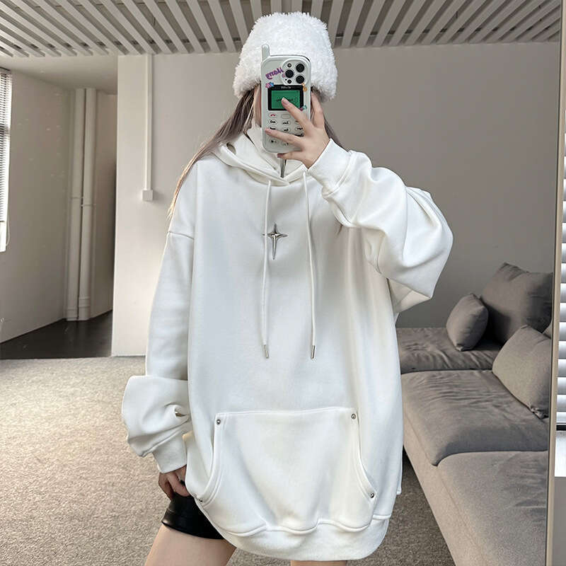 Men's Sweatshirt Embroidered Trendy Hooded Oversize Couple Outfit Wasteland Style Top Comfortable Soft Casual Lightweight Versatile e3