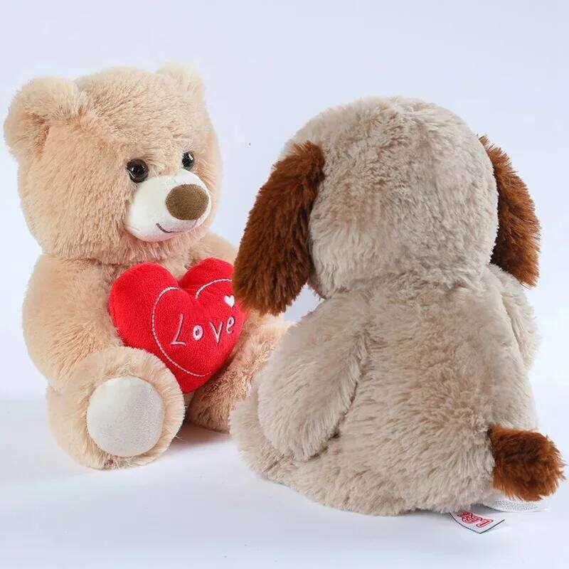 25CM Cute Bear Dog Plush Toys Red Heart Print Love Creative Animal Stuffed Doll For Lovers Valentine's Day Gifts H260209-image-1094704335