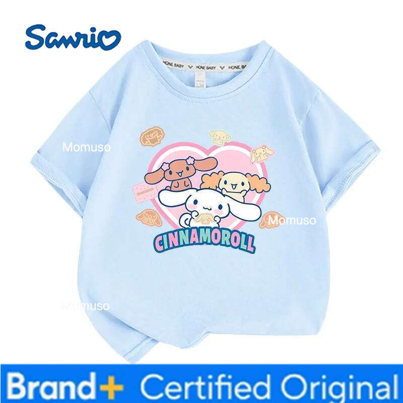 Sanrio Summer Baby Girls 100% Cotton Clothes Kid Children Boys Cinnamoroll Printed T-shirts Cartoon Short Sleeve Top Outfits H2602091-image-1095307475