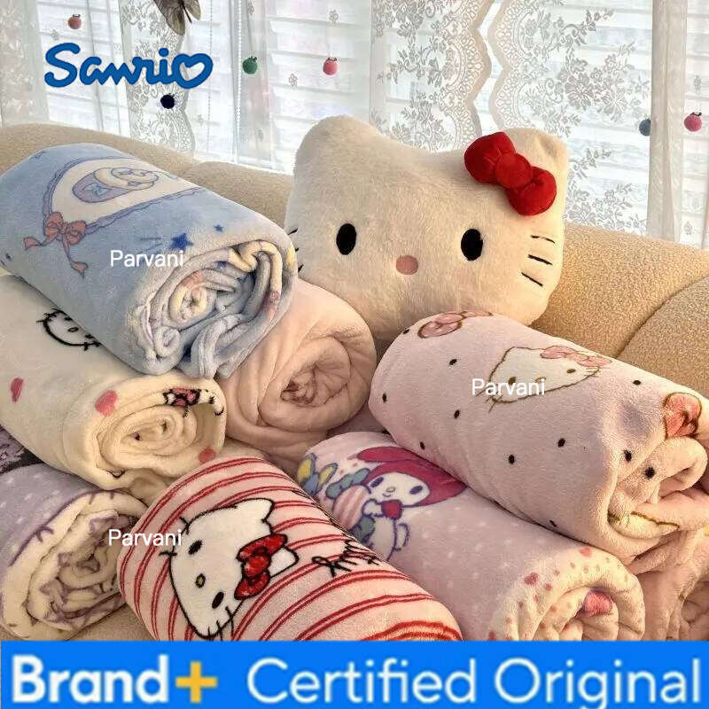 Sanrio Hellokitty Shawl Summer Air-conditioning Room Sofa Cartoon Kuromi Milk Fleece Office Nap Cover Blanket H260209-image-1095232266
