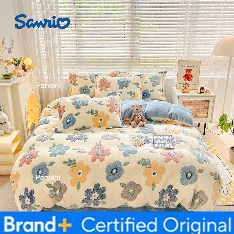 Sanrio 1pc Warm Quilt Cover Cartoon Style Duvet Velvet and Plush Winter housse de couette Home Comforter Covers No Pillowcase H260209-image-1095232278