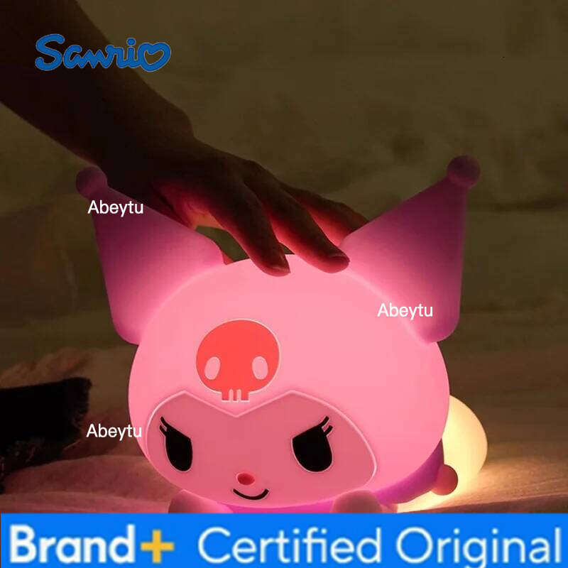 Sanrio Kuromi Lying Posture Patting Lamp Bedside Cartoon Desktop Night Light Decoration Girl Birthday Gift Kids Toy Anime Peripherals H260209-image-1095261441