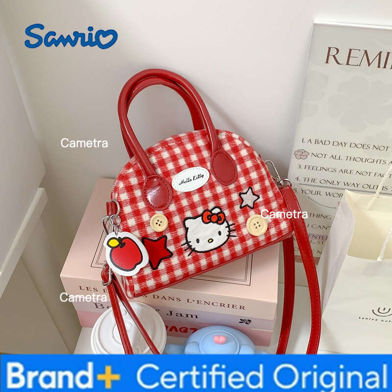 Sanrio – Mini sac à bandoulière à carreaux pour femmes, sac à main de grande valeur, Style fille, à la mode, nouvelle collection 2026, mignon, à