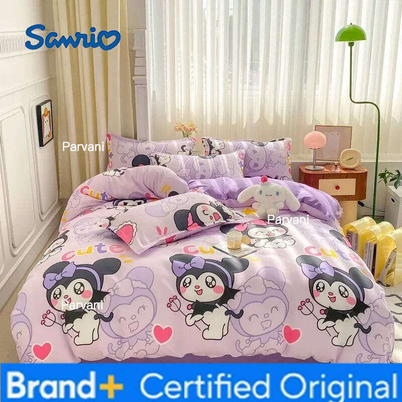 Sanrio hello kitty kuromi my melody bed cup set pillowcase cover sheet coverlid quilt bedding H260209-image-1095232330