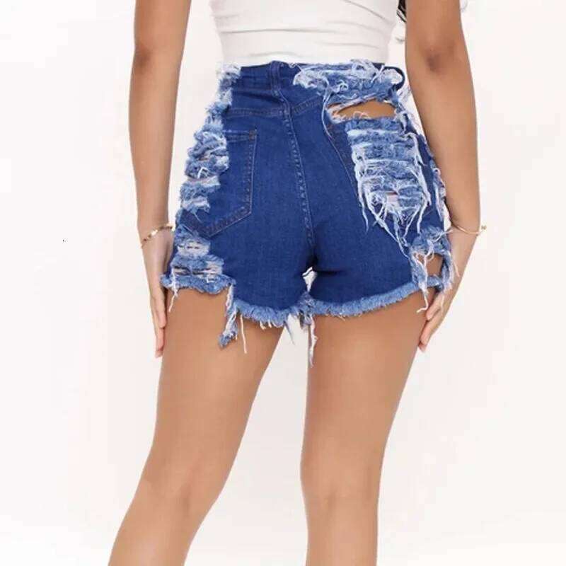 Washed Ripped Yin-Yang Color High-waisted Denim Shorts. Women's Summer Street Fashion Personality Hot Girl Casual Short Jeans H260209-image-1094702755